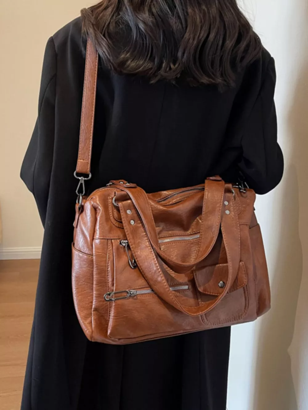 Vintage Style Multi-Pocket Crossbody Bag