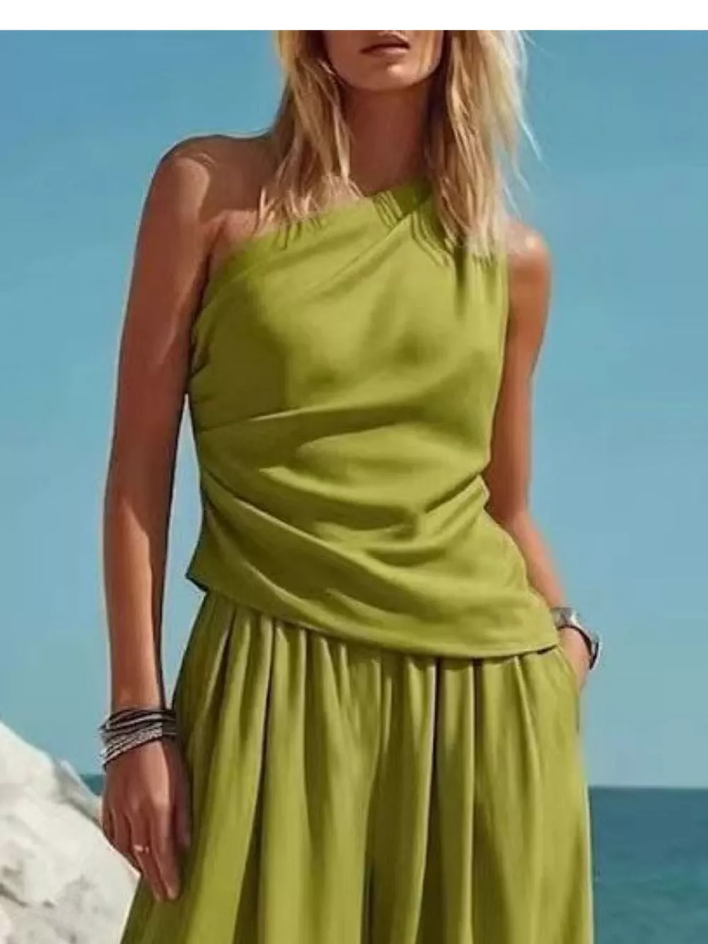 Full Size One-Shoulder Top and Wide Leg Pants Set Plus Size, image 11