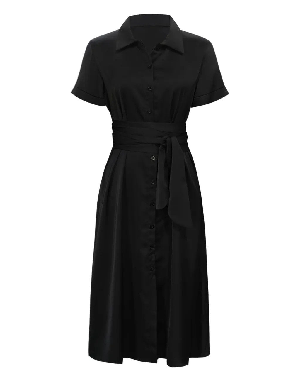 Button Down Belted Midi Shirt Dress, image 4