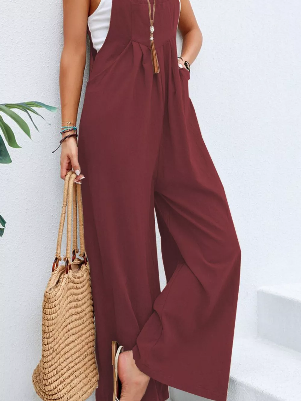 Full Size Casual Wide-Leg Overalls with Pockets Plus Size, image 21