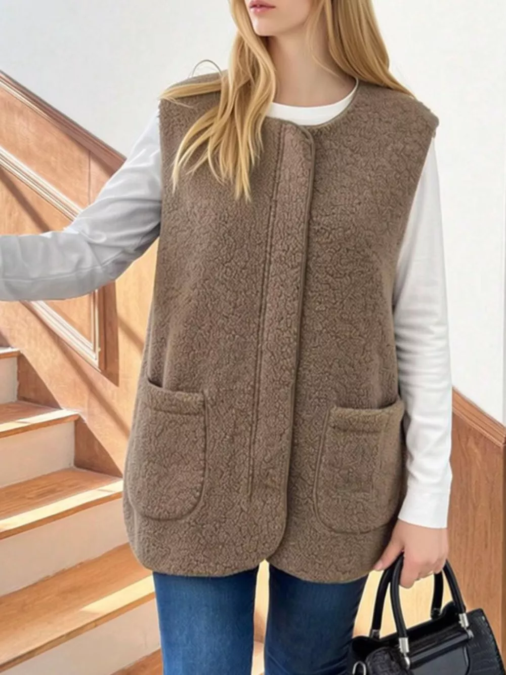 Sherpa Sleeveless Vest Coat, image 8