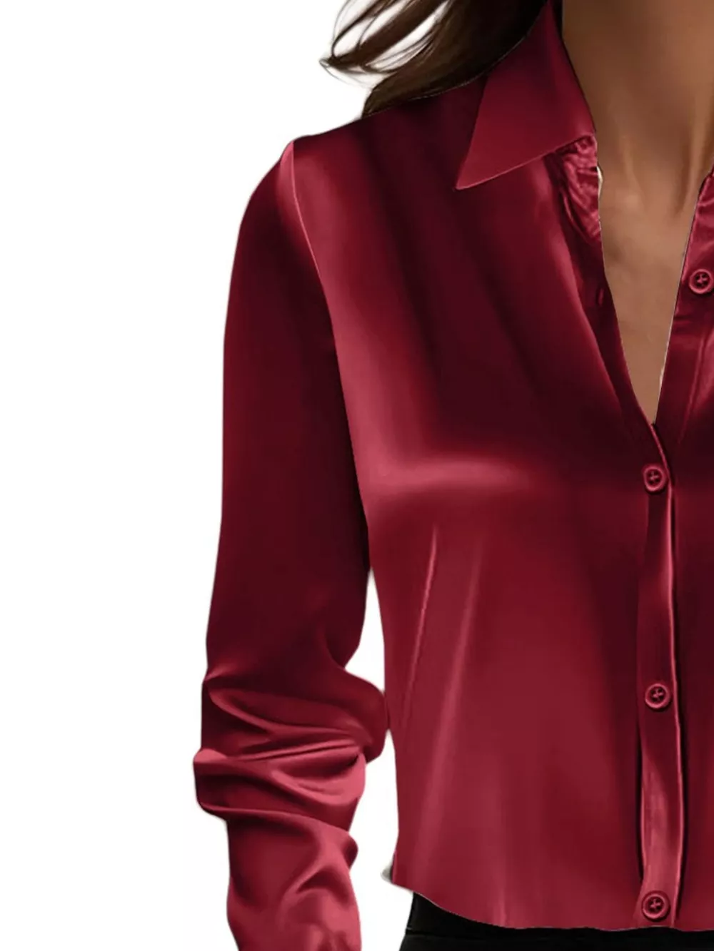 Full Size Button Down Collared Neck Long Sleeve Shirt Plus Size, image 6