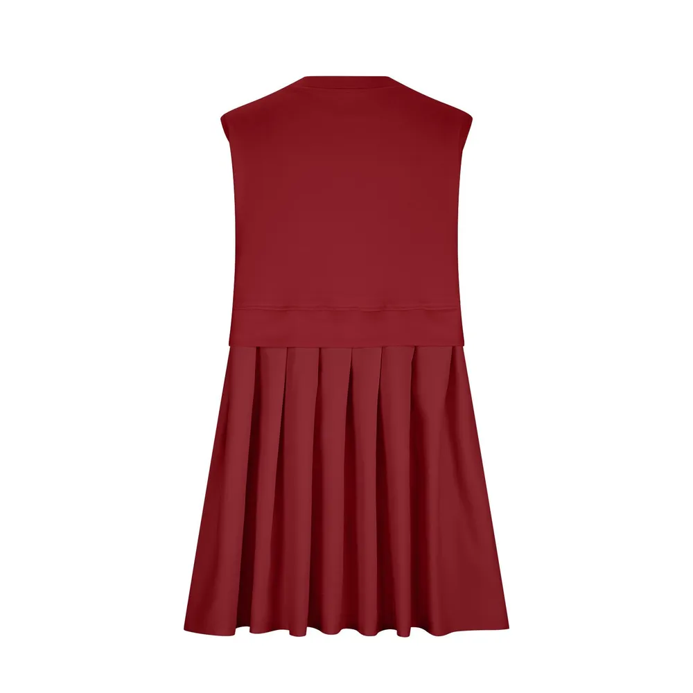 Pleated Round Neck Sleeveless Mini Dress, image 13