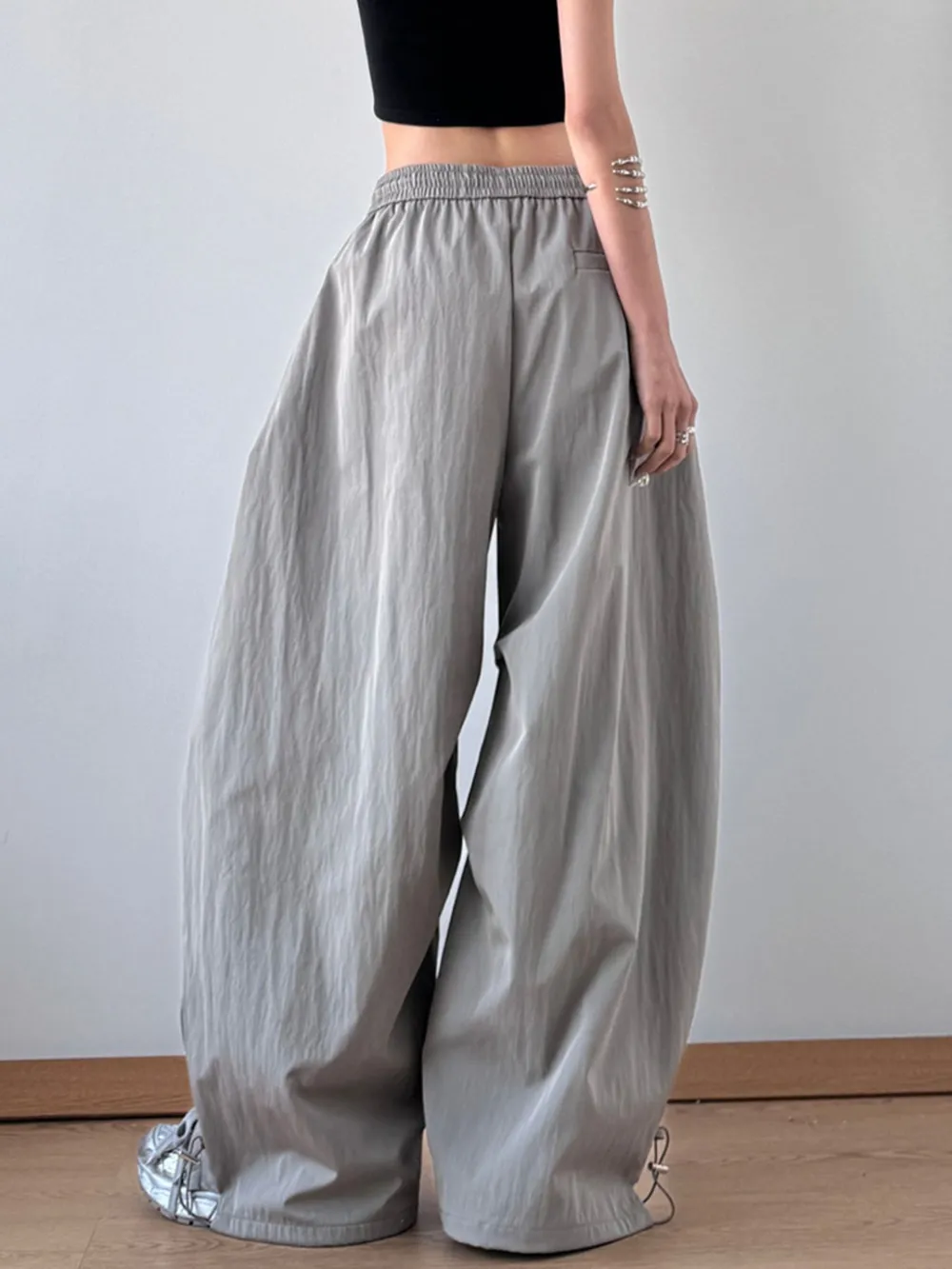 Drawstring Oversized Wide Leg Casual Pants, image 4