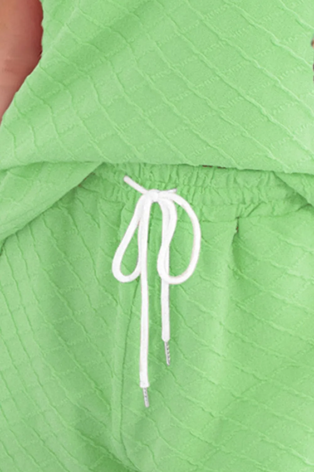 Round Neck Short Sleeve Top and Drawstring Shorts Set, image 7