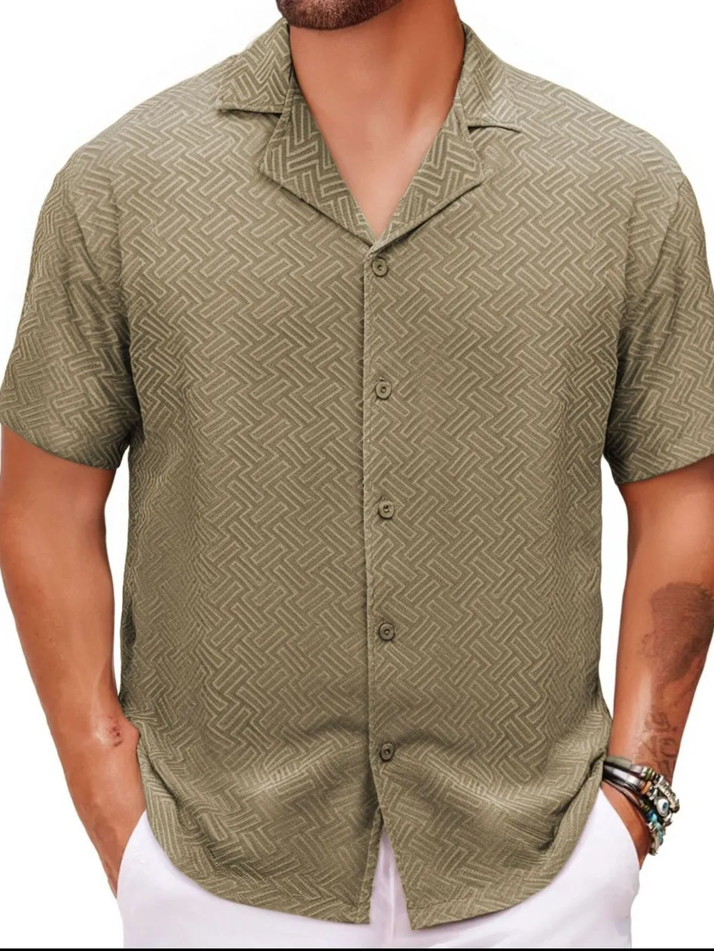 Men's Plus Size Button Down Short Sleeve Shirt, image 4