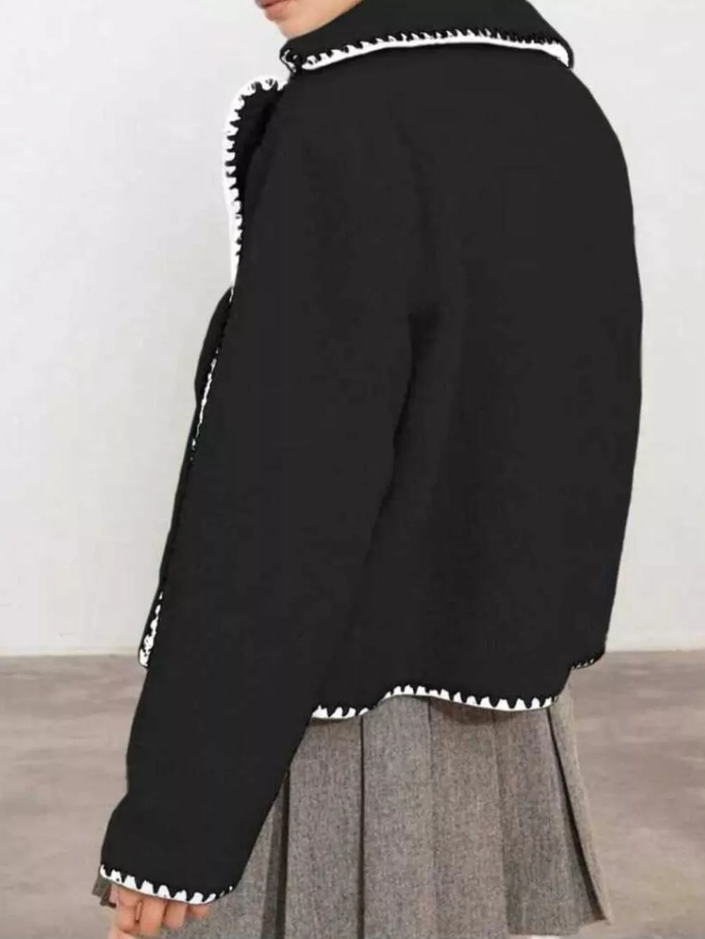Sherpa Contrast Trim Button Up Outerwear, image 5