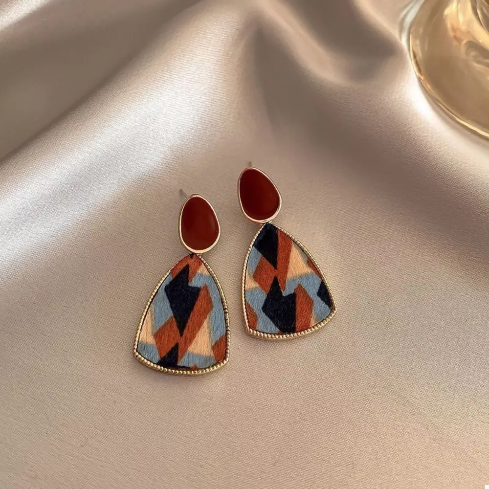 Colorful Abstract Pattern Drop Earrings, image 2