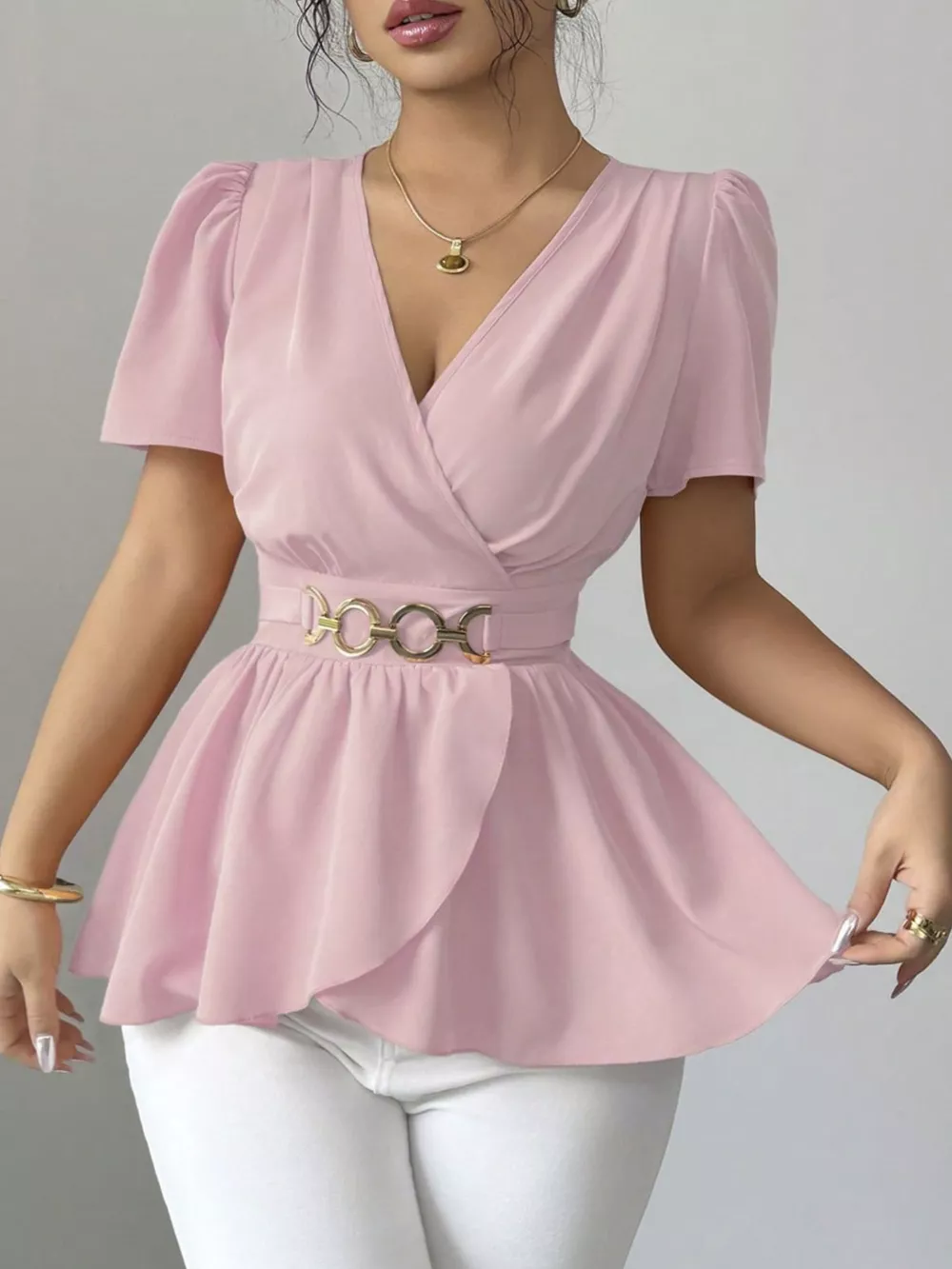 Surplice Short Sleeve Blouse, image 8