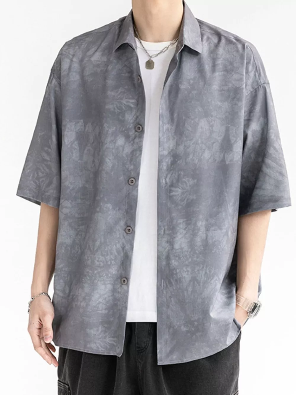 Men's Plus Size Casual Tie-dye Short Sleeve Shirt, image 5