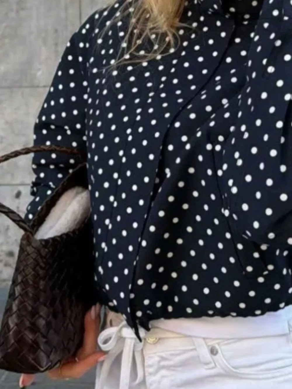 Polka Dot Zip Up Casual Jacket, image 15