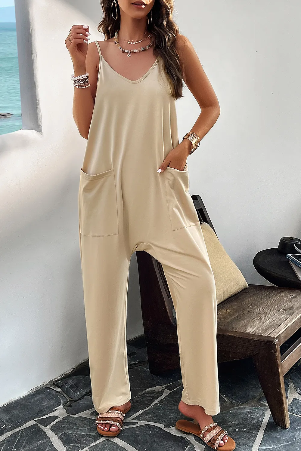 Pocketed Spaghetti Strap Overalls, image 33