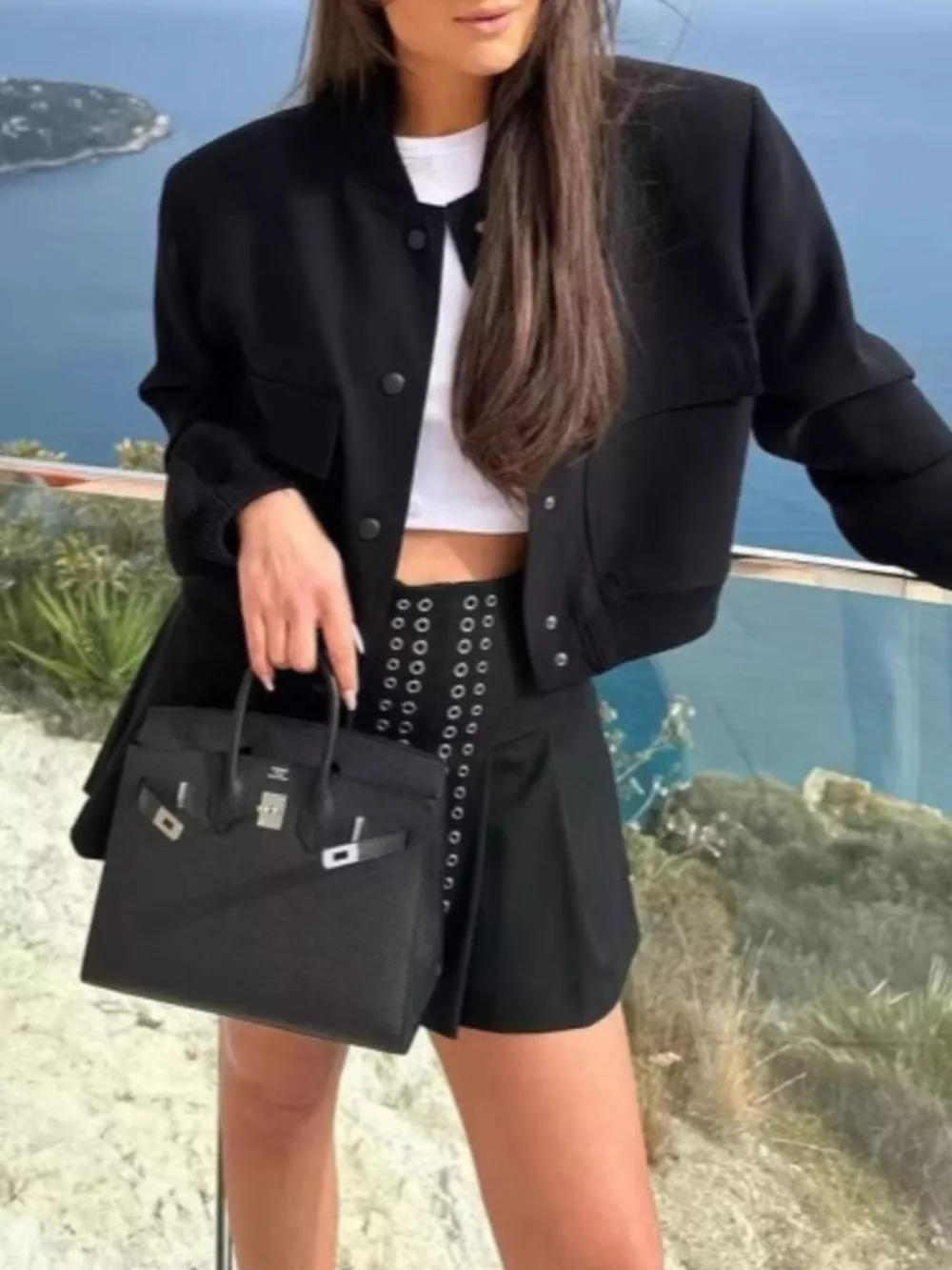 Snap-Down Cropped Bomber Jacket, image 8