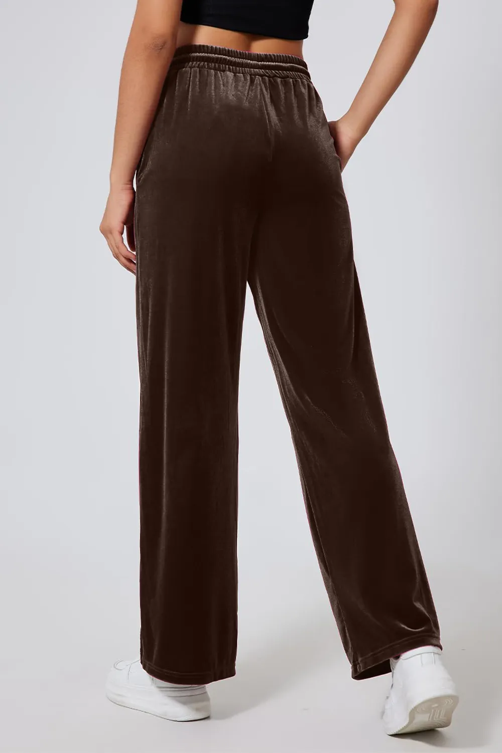 Drawstring Elastic Waist Straight Leg Pants, image 13