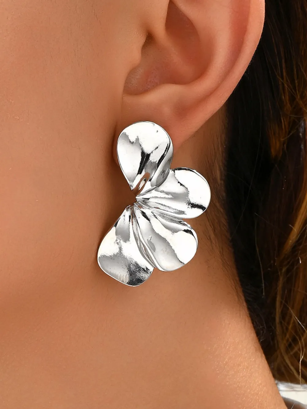 Stainless Steel Flower Earrings, image 2