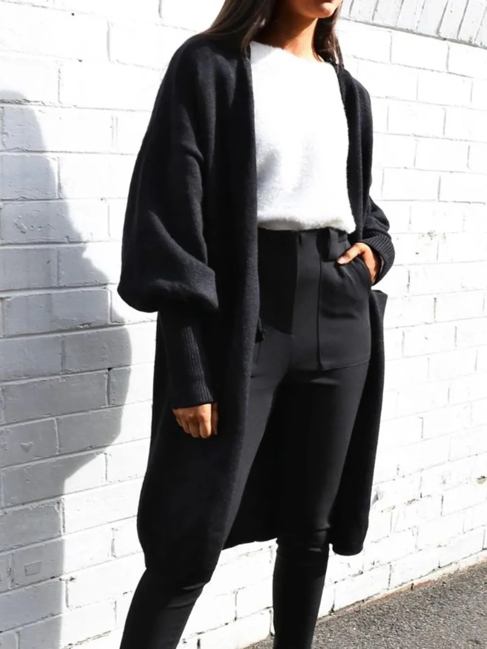 Open Front Dropped Shoulder Cardigan, image 4