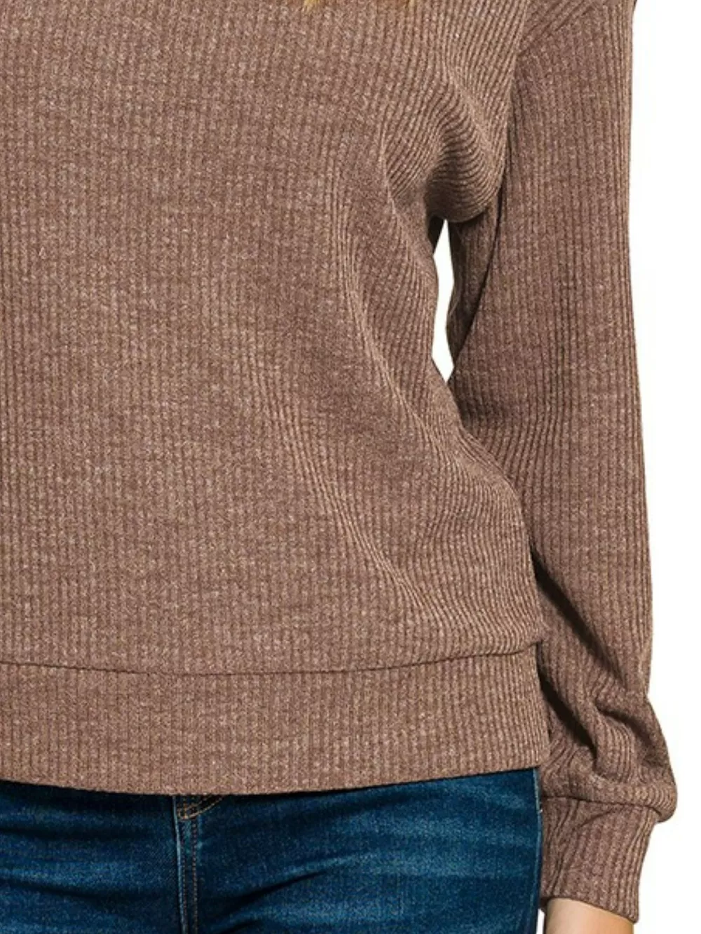 Ribbed Long Sleeve Hoodie, image 3
