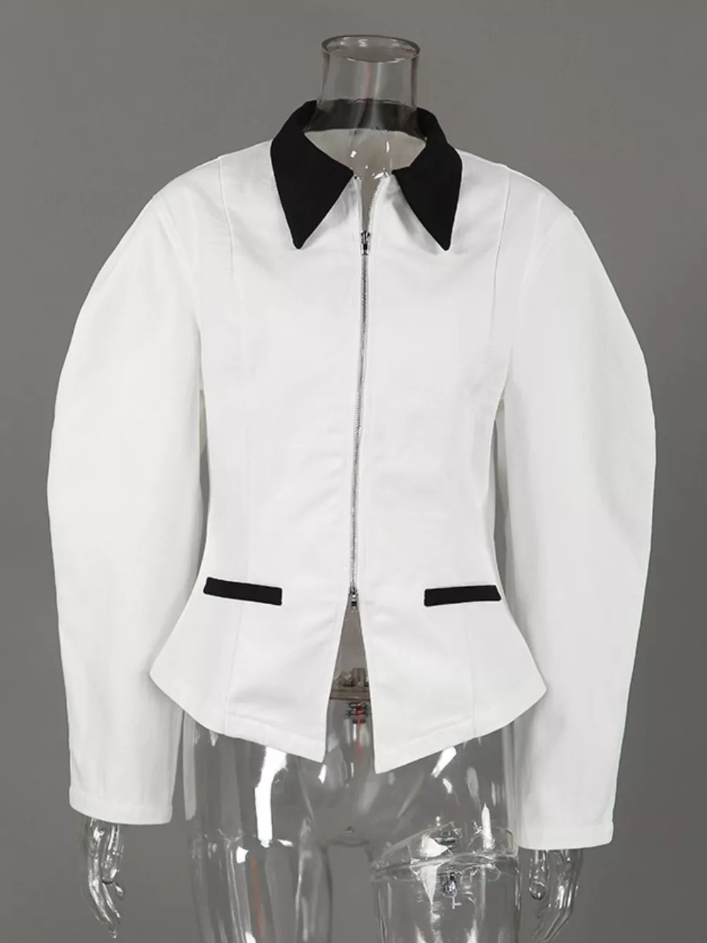 Contrast Collar Zip-Up Jacket, image 5