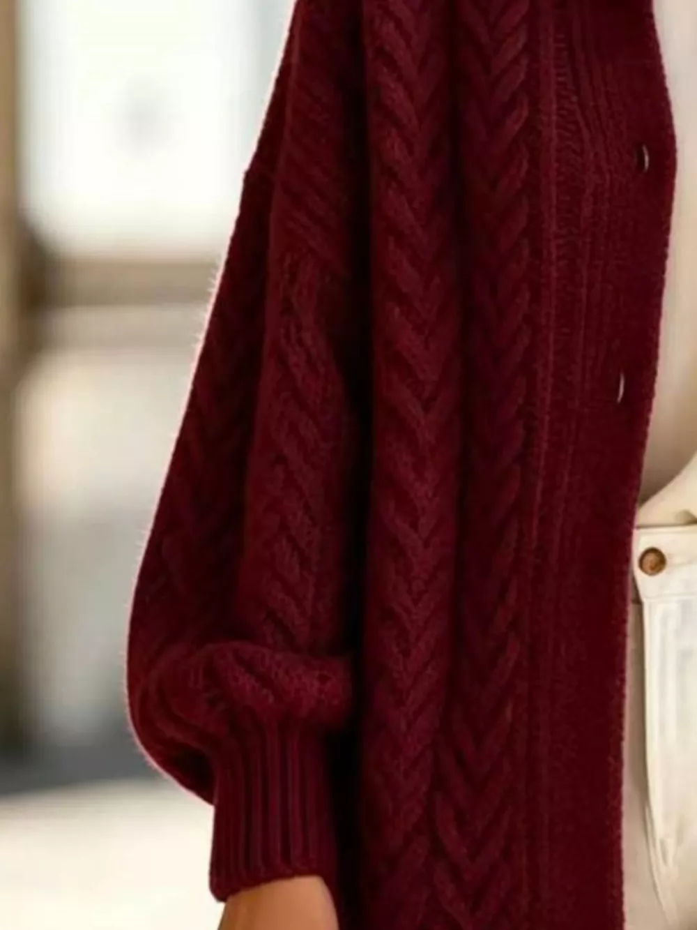 Full Size Cable-Knit Button-Down Cardigan Plus Size, image 6