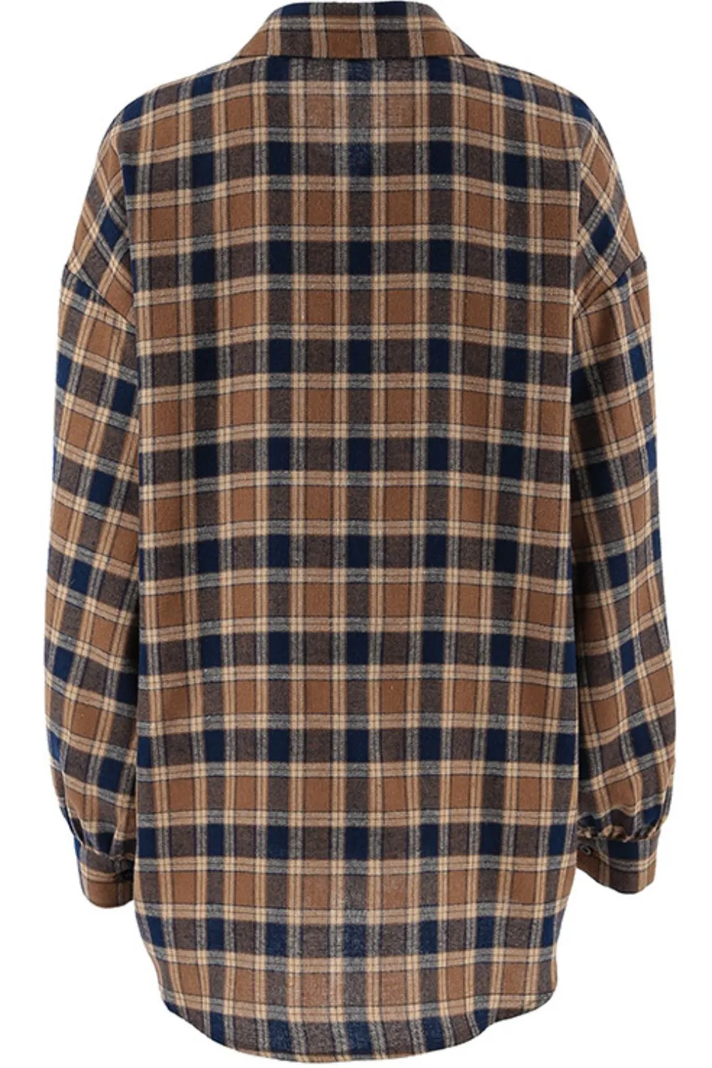 Plaid Button Up Drop Shoulder Shacket, image 7