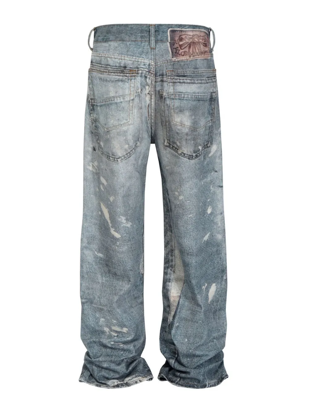 Men's Washed Button Fly Straight Jeans, image 4