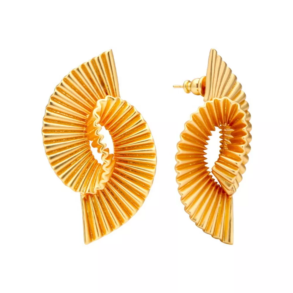 18K Gold-Plated Copper Geometric Spiral Earrings, image 6
