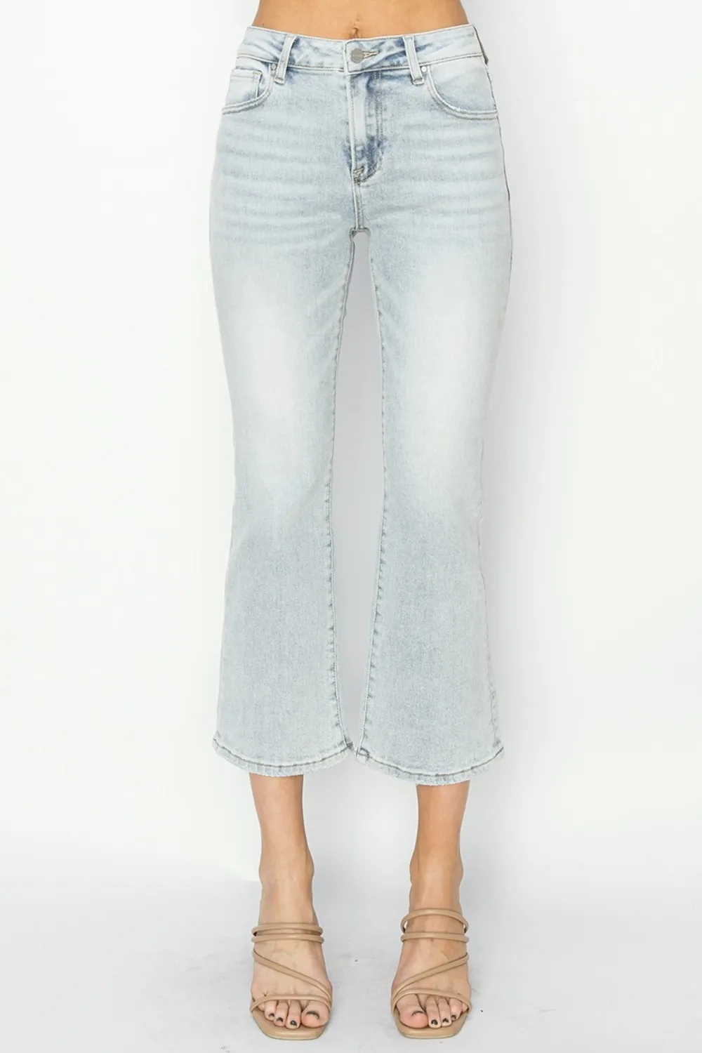 Full Size Mid Rise Cropped Flare Jeans, image 5