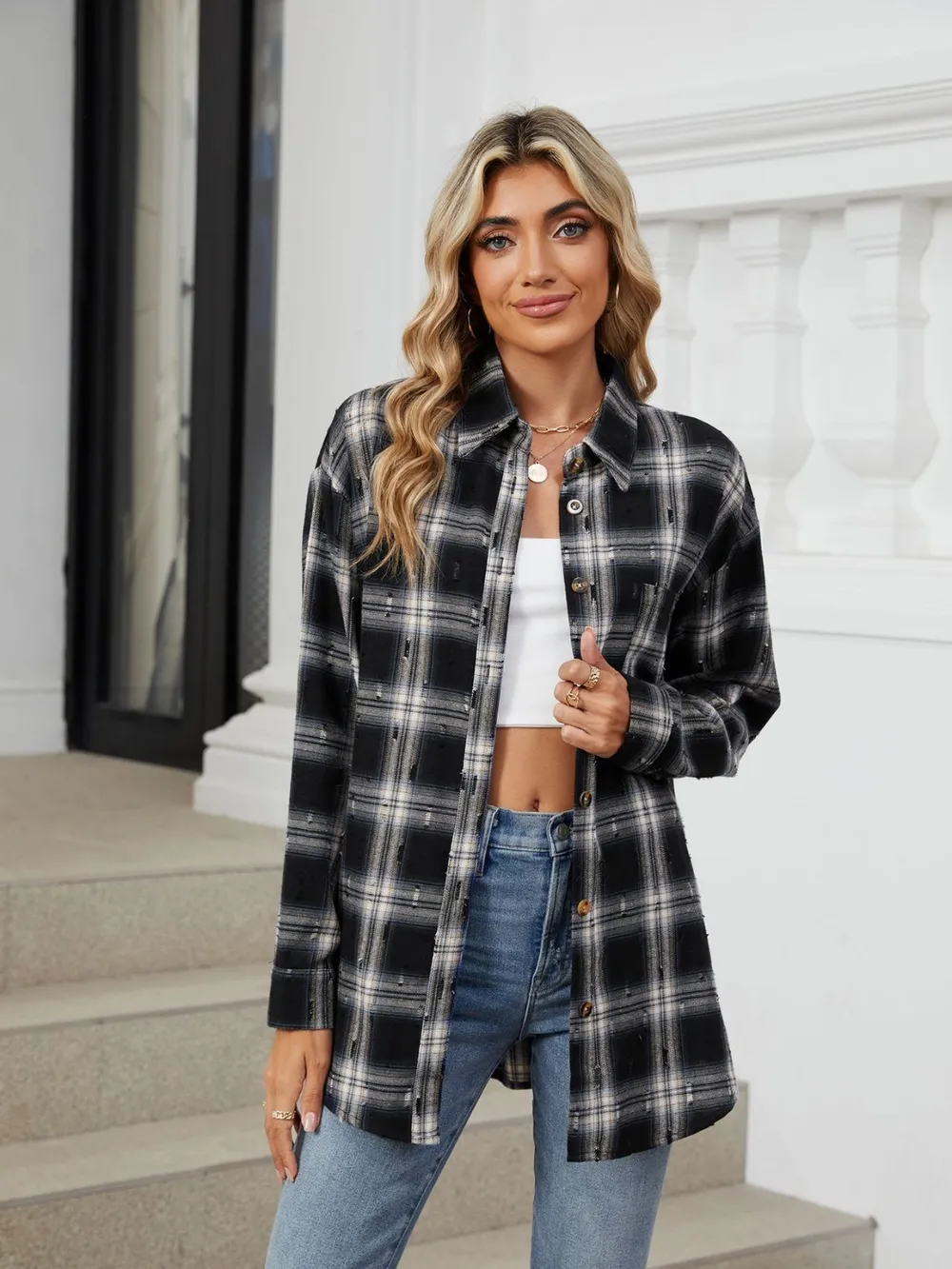 Plaid Button Up Long Sleeve Shirt, image 16