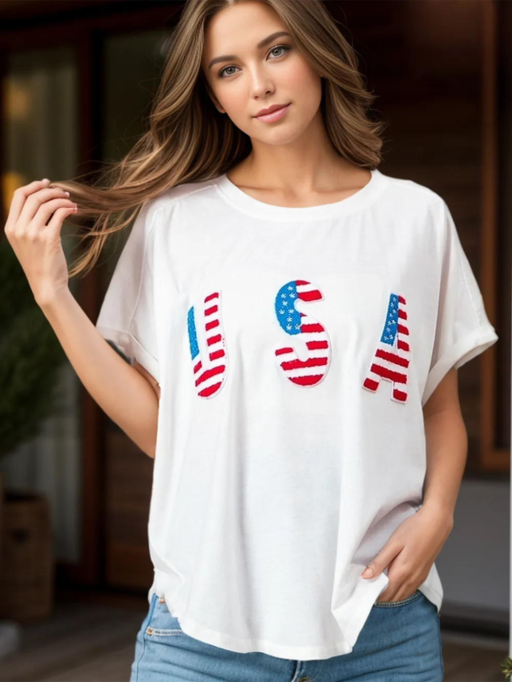 USA Round Neck Short Sleeve T-Shirt, image 2