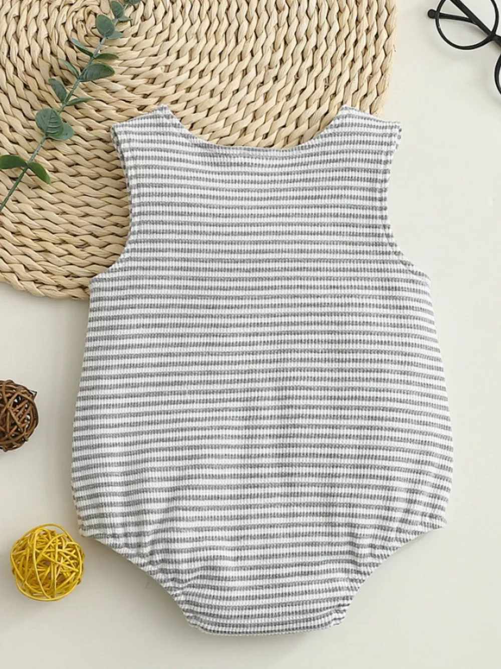 Children's Striped Embroidered Animal Sleeveless One-Piece, image 6