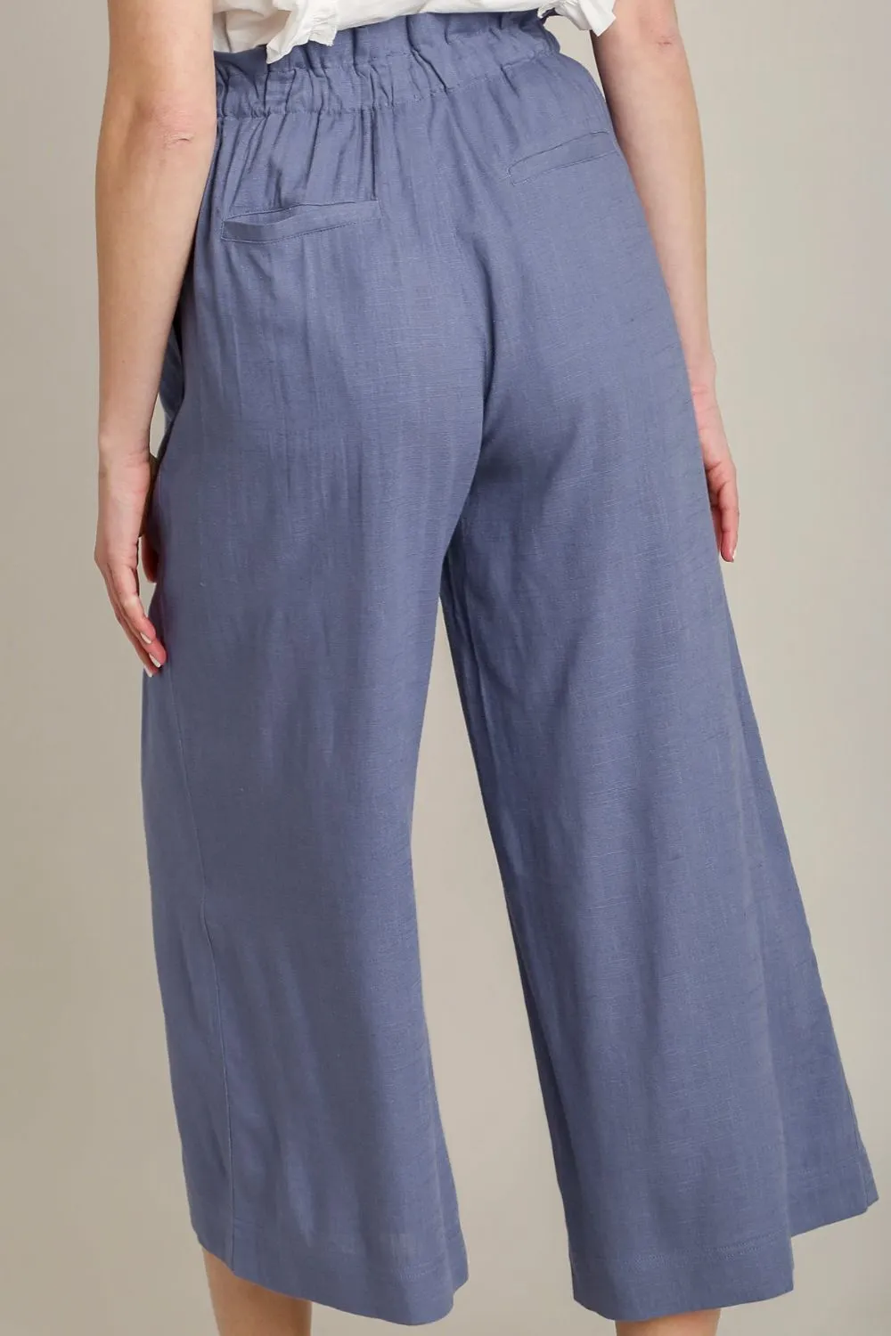 Full Size Linen Wide Fit Pants with Drawstring Plus Size, image 2