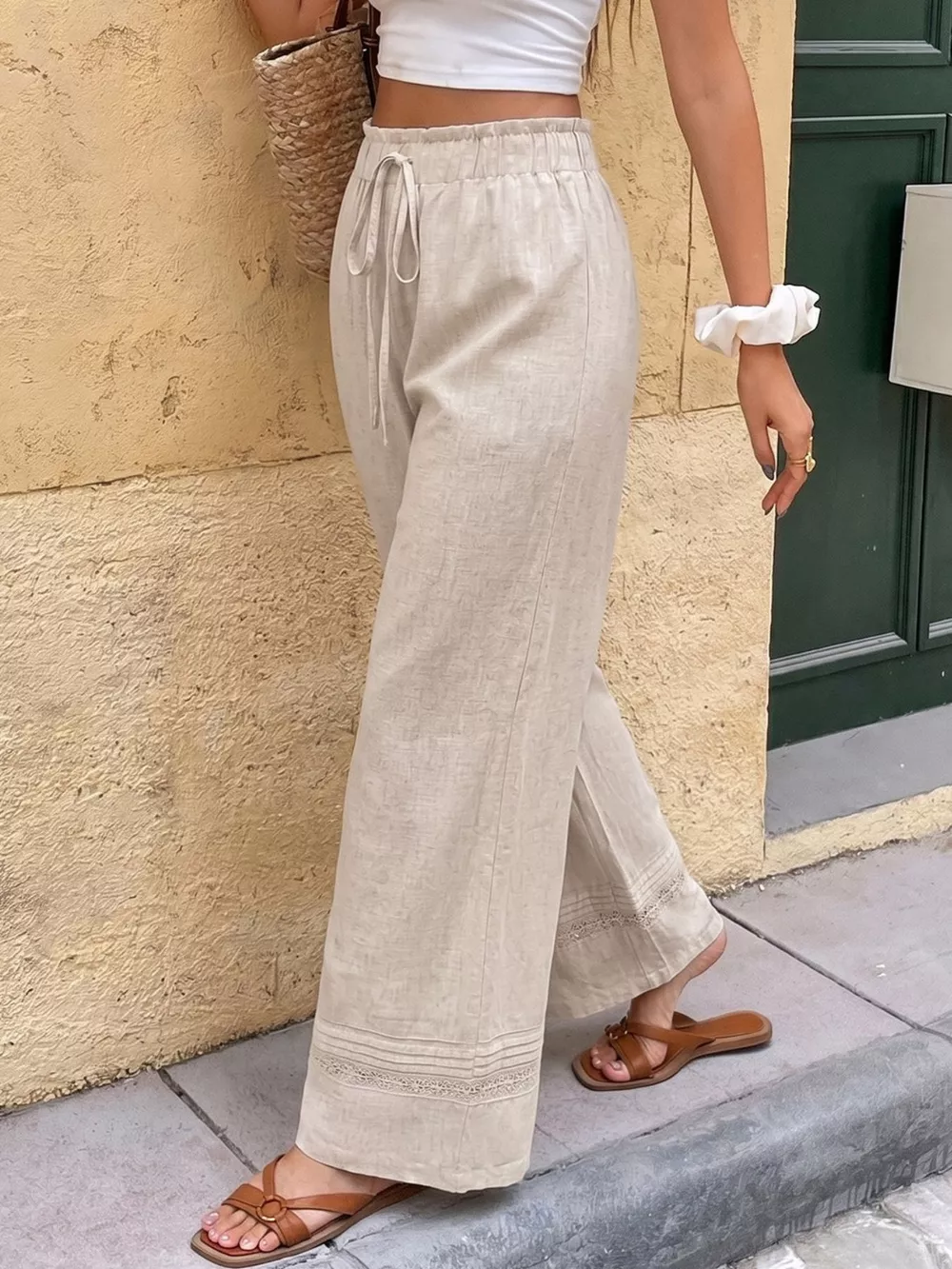 Casual Drawstring Wide Leg Pants, image 5