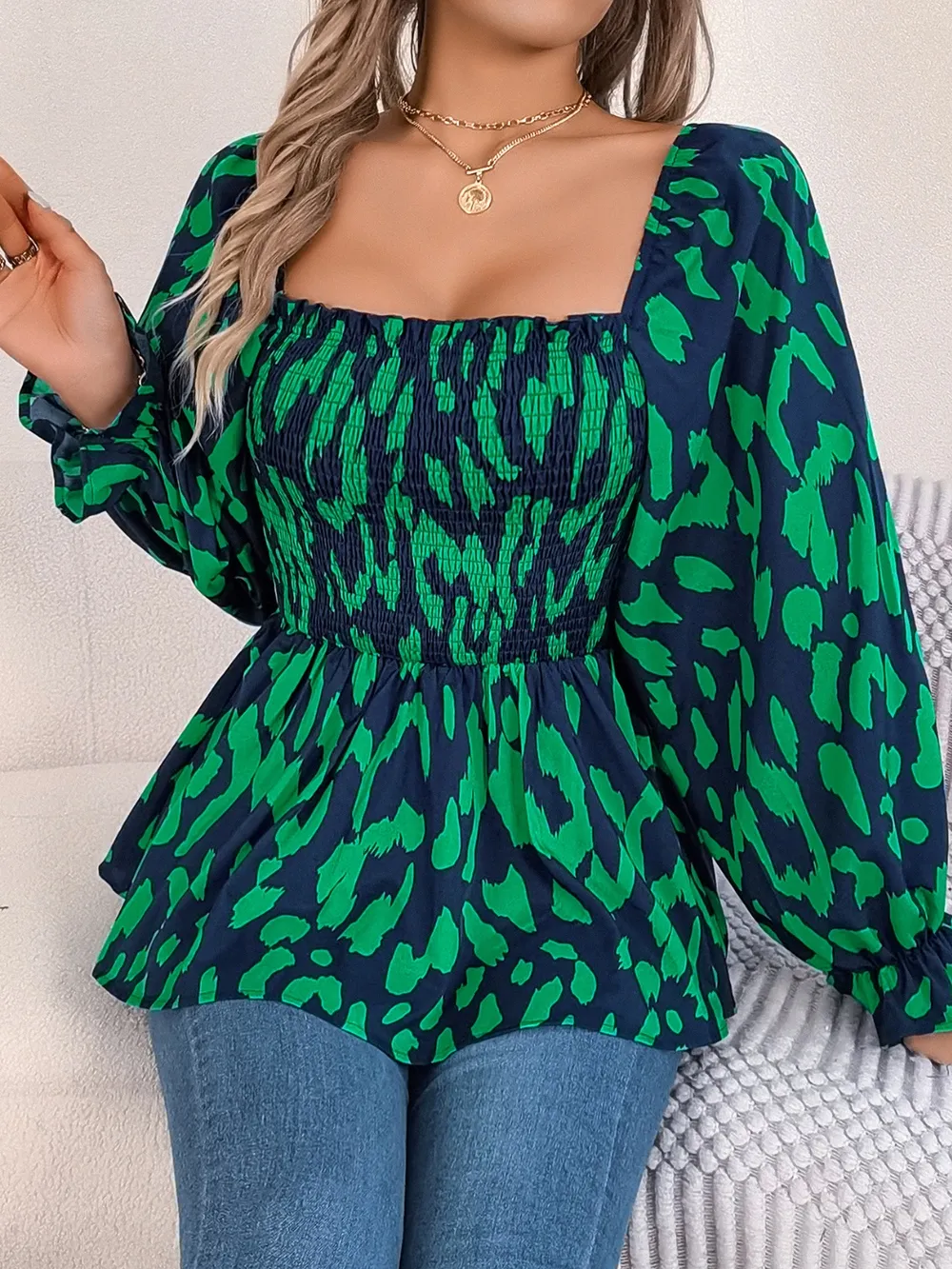 Square Neck Flounce Sleeve Blouse, image 18