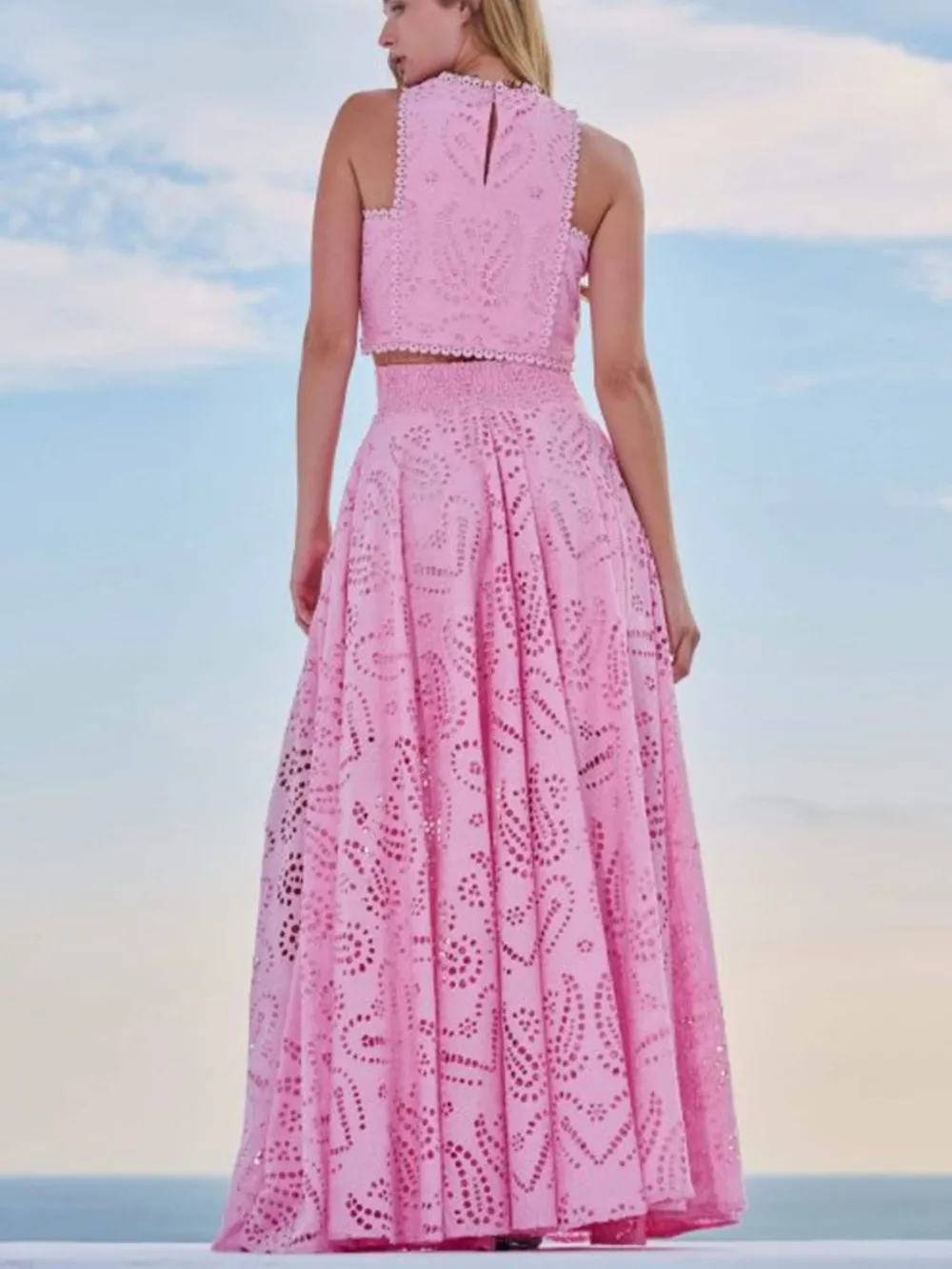 Eyelet Lace Top and Maxi Skirt Set, image 9