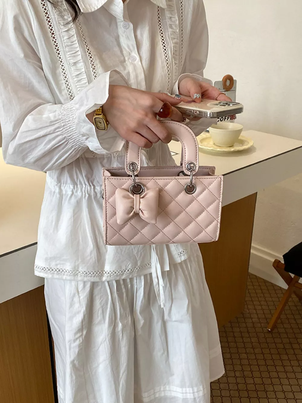 Quilted Bow Crossbody Bag, image 2