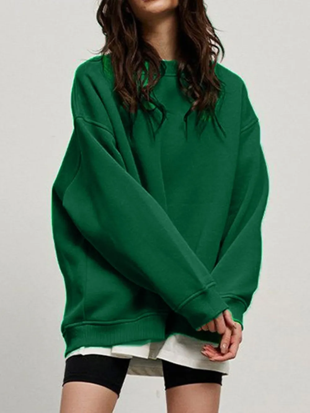 Round Neck Dropped Shoulder Long Sleeve Sweatshirt, image 28