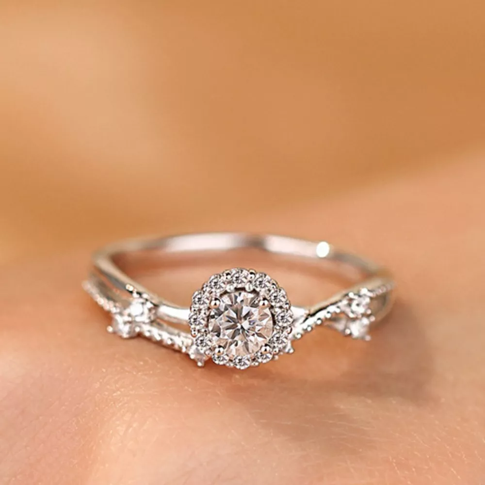 1 Carat 925 Sterling Silver Moissanite Layered Ring, image 4