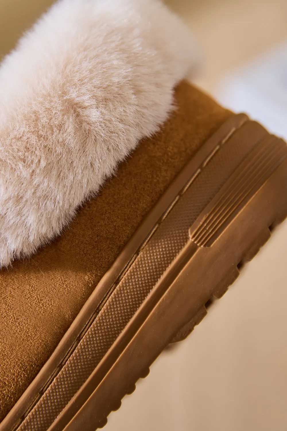 Faux Fur Round Toe Platform Slippers, image 12