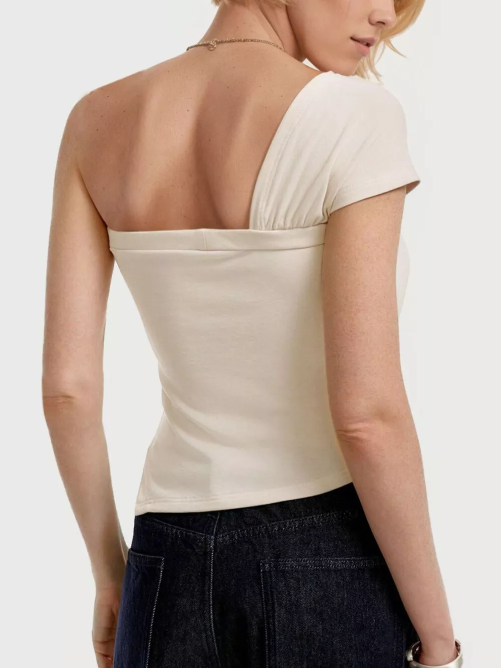 One-Shoulder Knot Detail T-Shirt, image 3