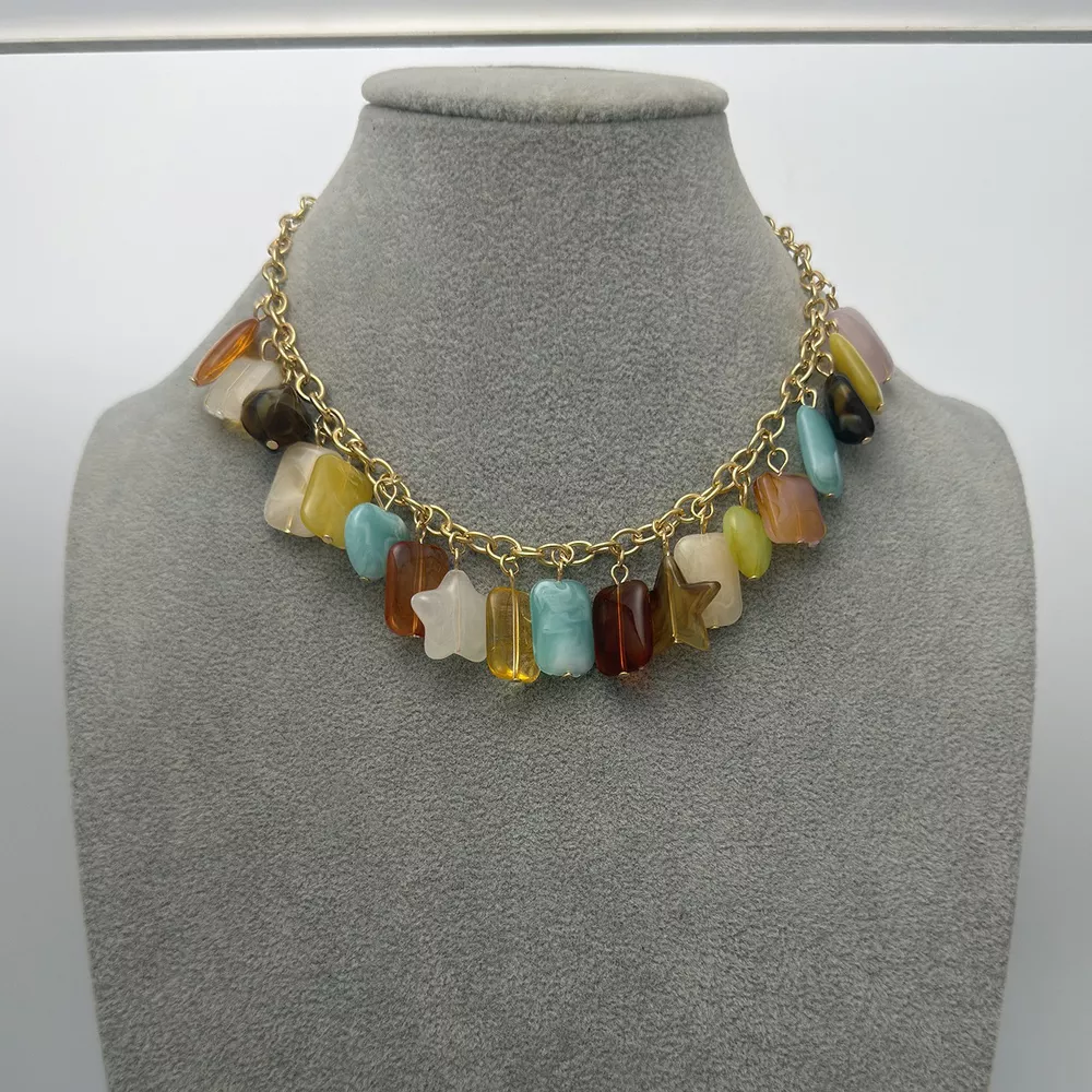 Bohemian Multi-Color Gemstone Charm Necklace, image 6