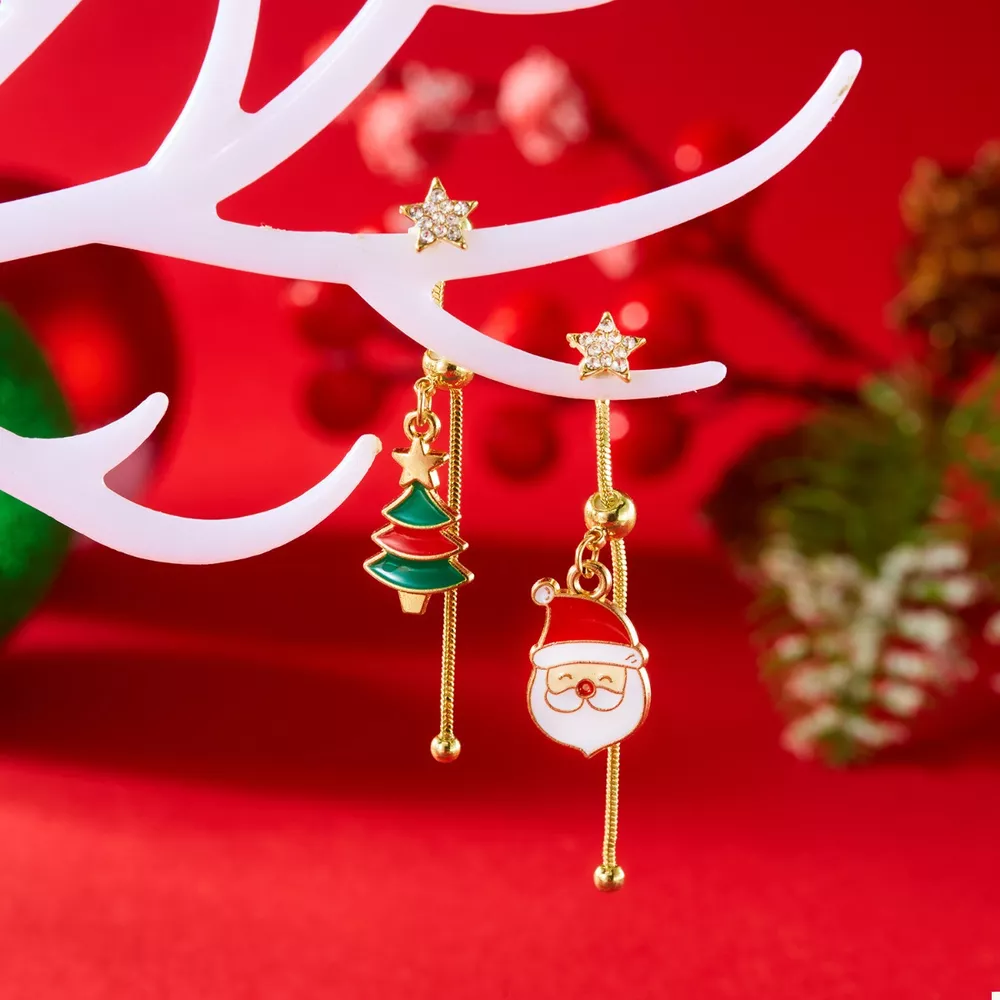 Christmas Santa Asymmetrical Drop Earrings, image 2