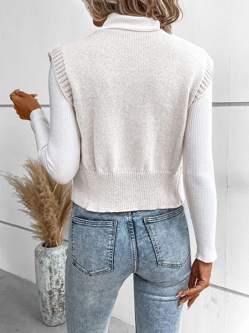 Full Size Button Up V-Neck Sweater Vest, image 13