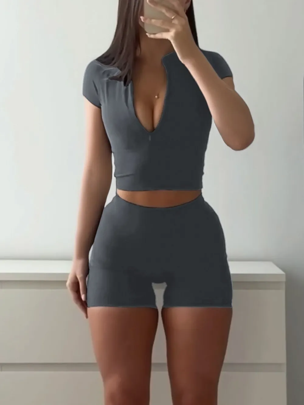Short Sleeve Crop Top and Shorts Set, image 6