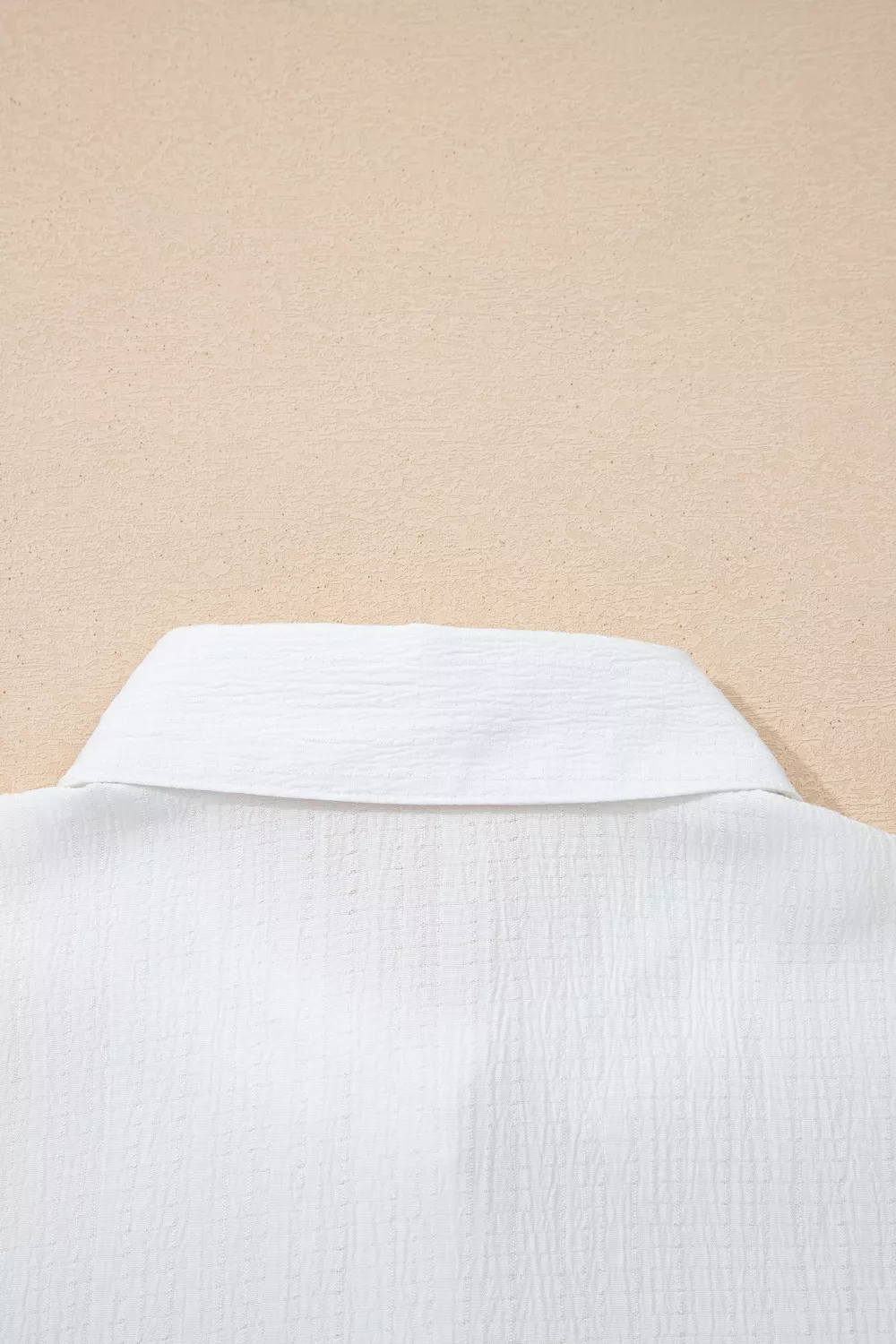 Crinkled Texture Lantern Sleeve Button Down Loose Shirt, image 7