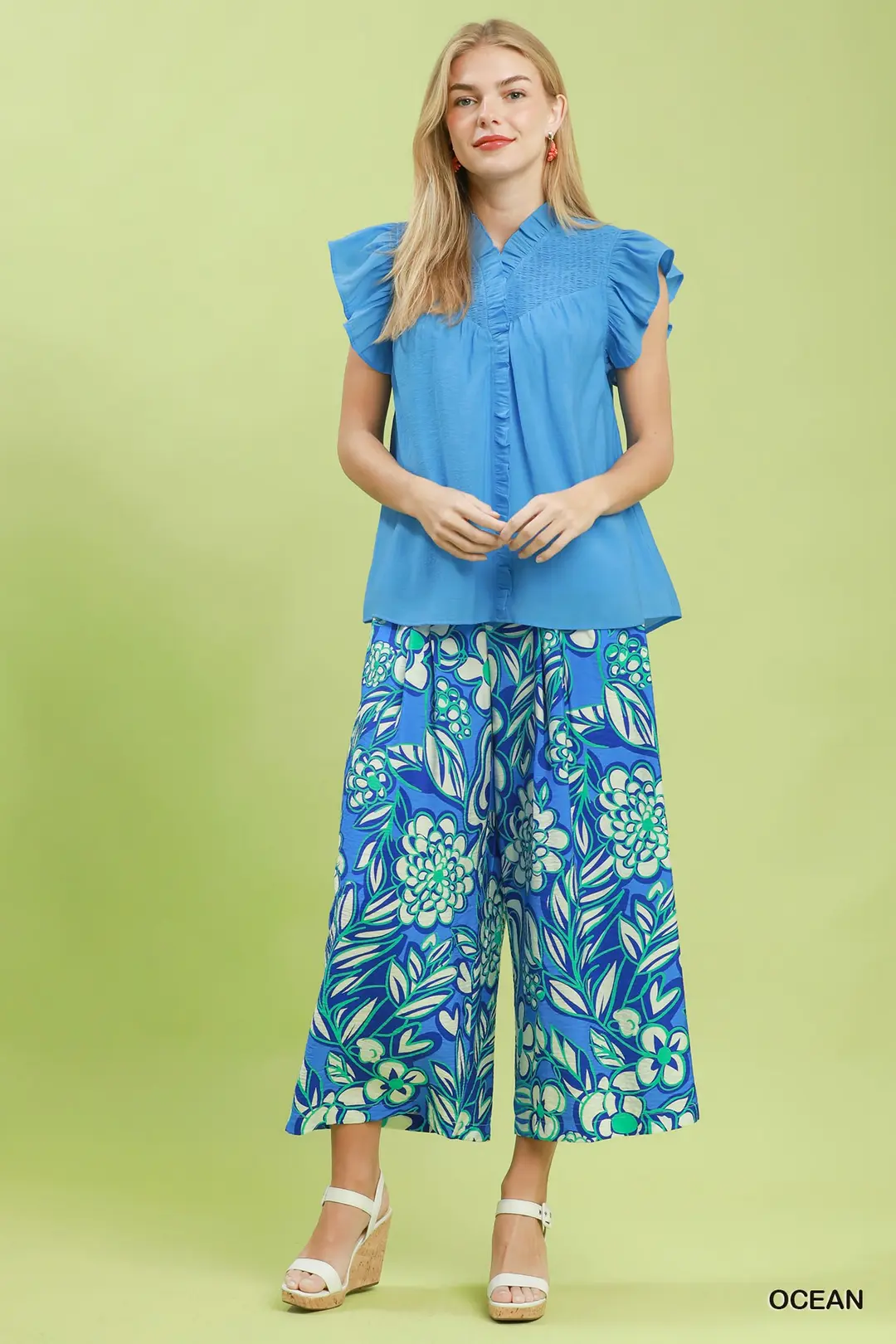 Smocked Yoke Ruffle Sleeve Blouse, image 5