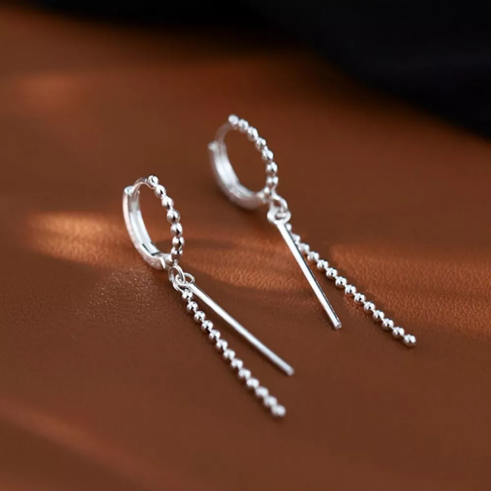 925 Sterling Silver Hoop Drop Earrings, image 2