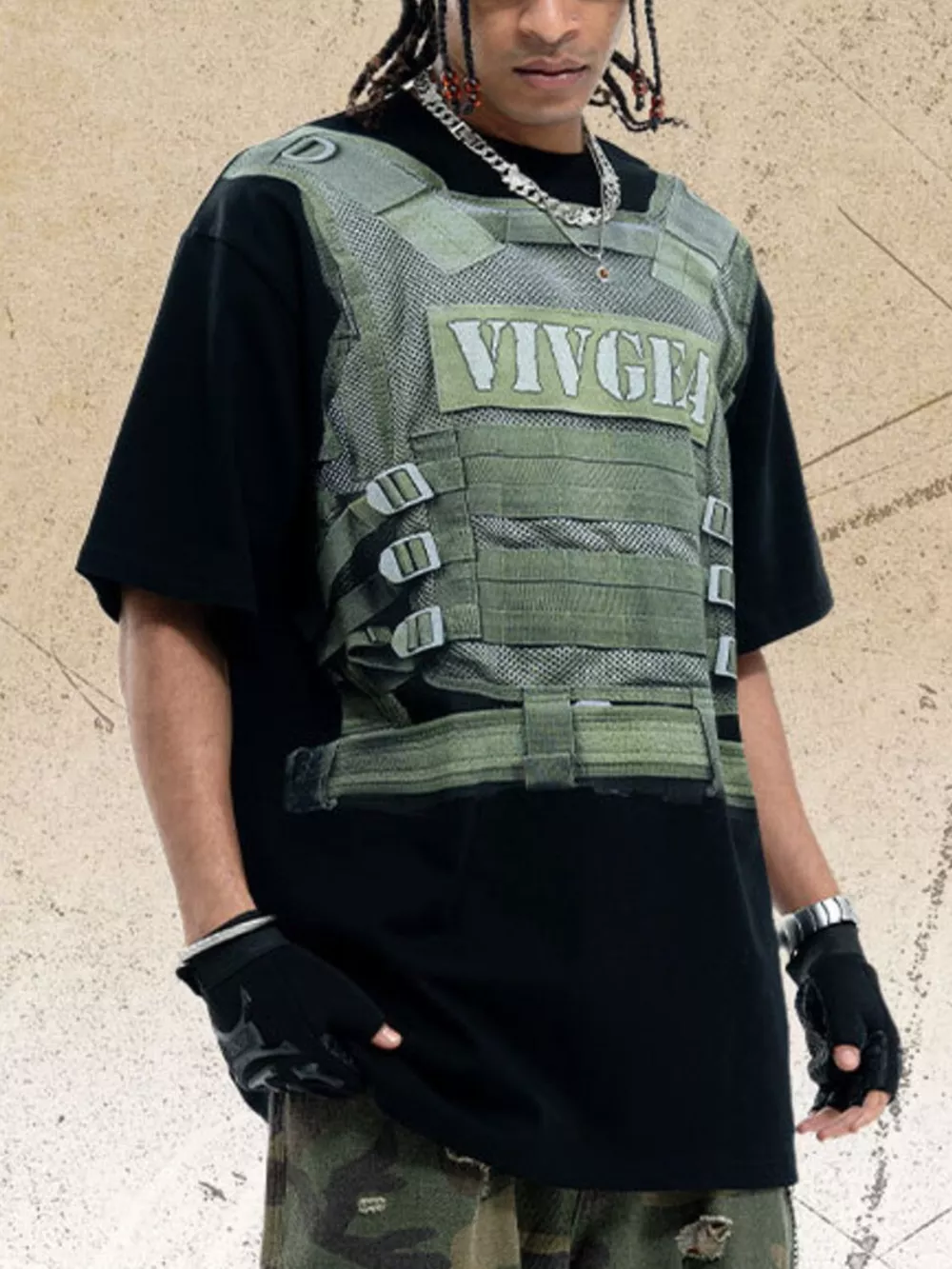 Men's Tactical Vest Print T-Shirt, image 2