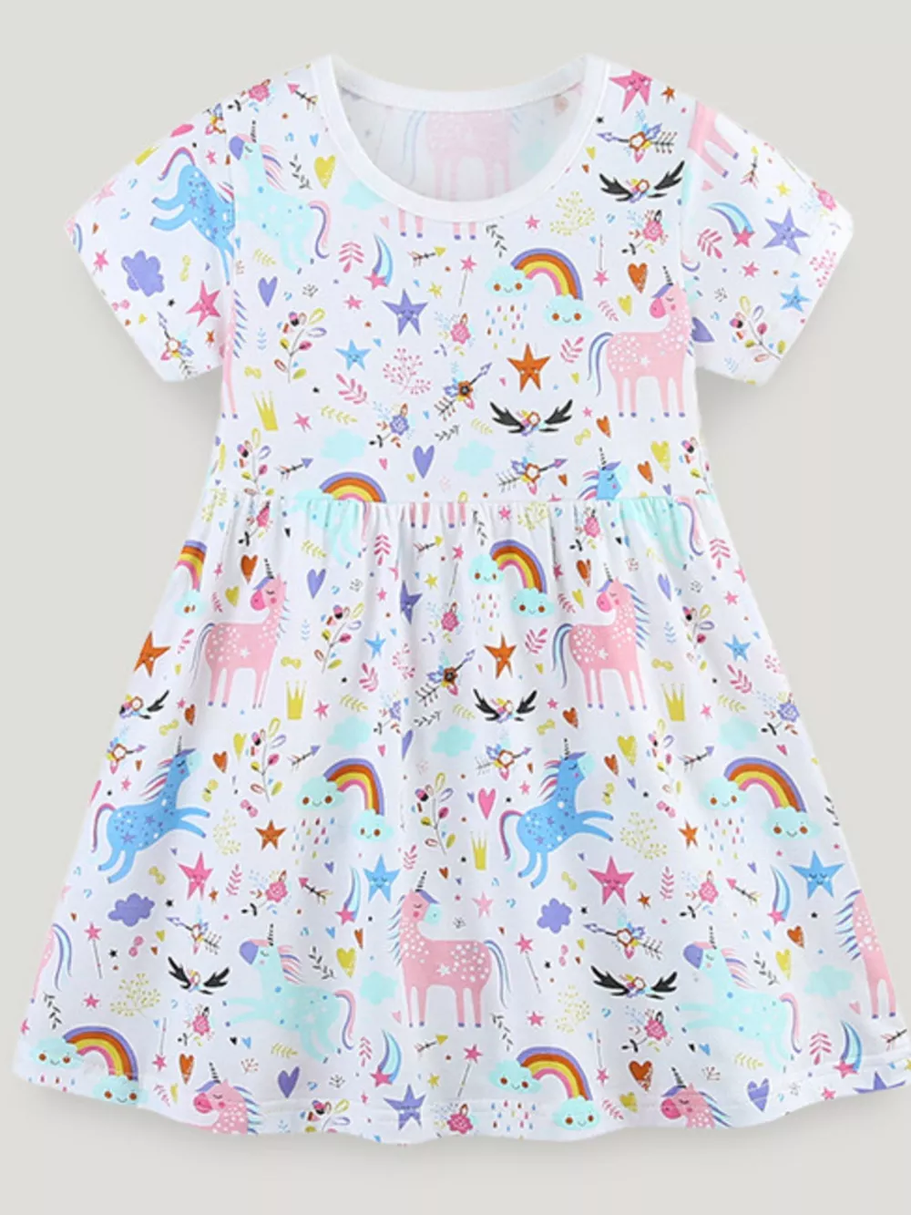Children's Unicorn Print Short Sleeve Dress