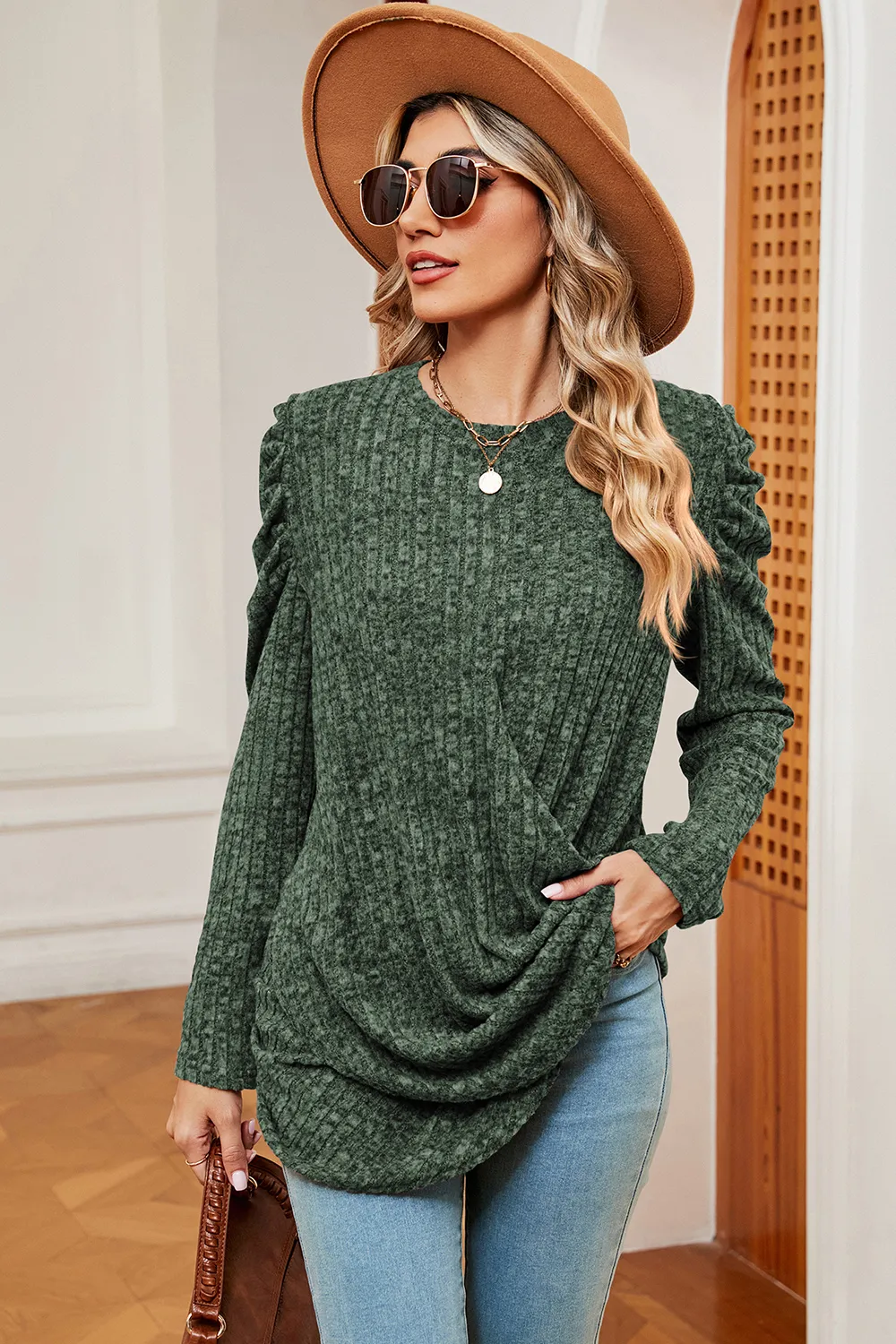 Round Neck Puff Sleeve T-Shirt, image 2