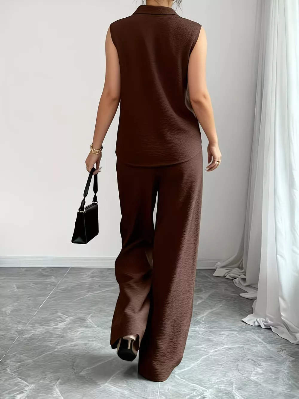 Sleeveless Top and Wide Leg Pants Set, image 6